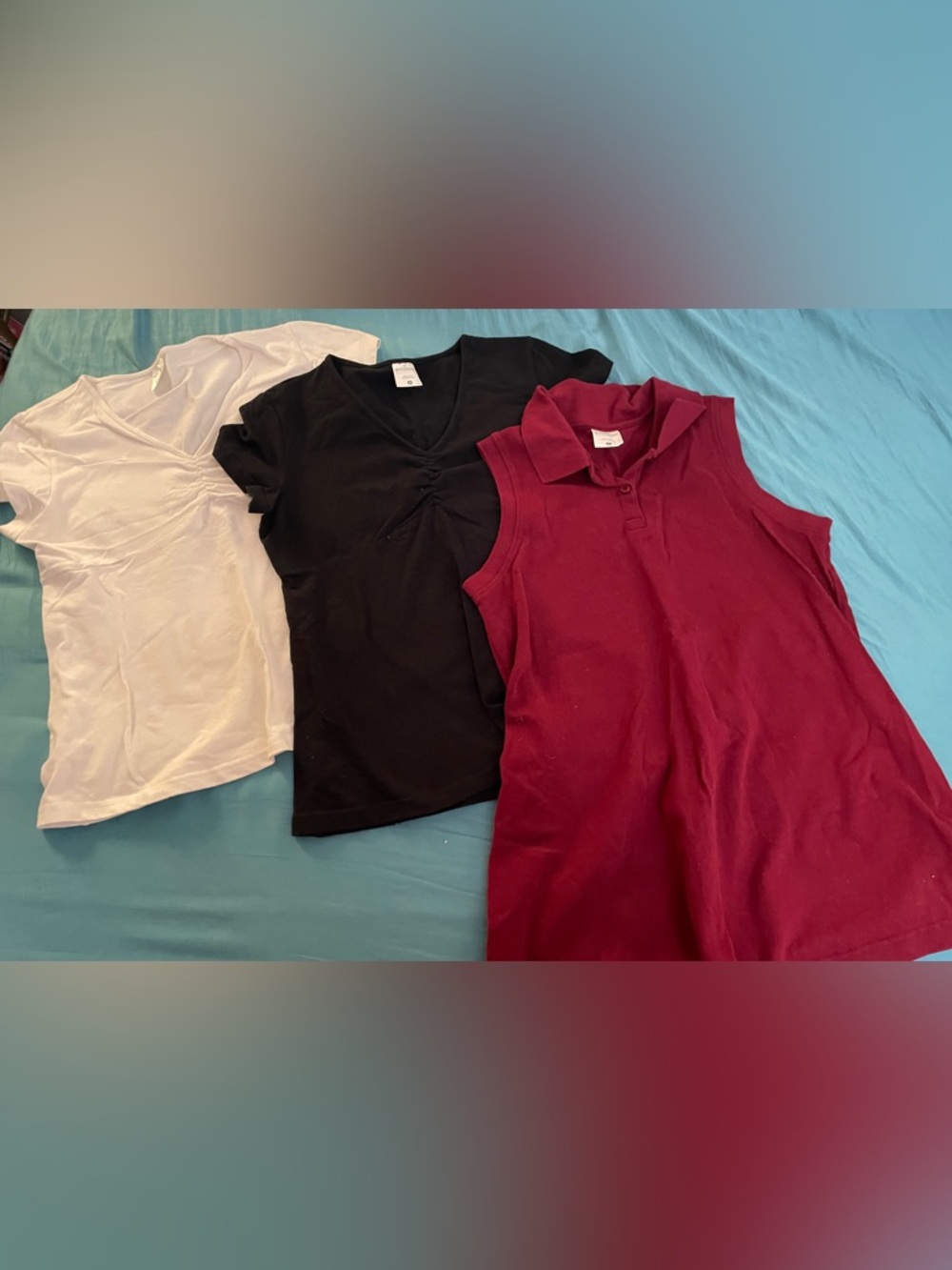 Motherhood white Black Tee & Burgundy Knit Top lot of 3 pcs size S